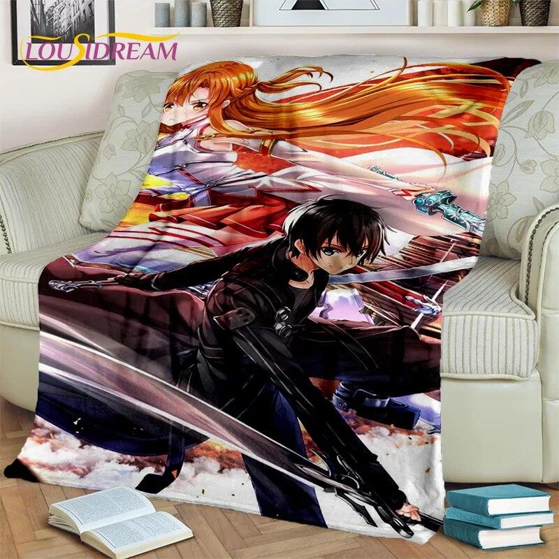 SAO Novel Cartoon Sword Art Online Decke, weiche Überwurfdecke für Zuhause, Schlafzimmer, Bett, Sofa, Picknick, Reisen, Büro, Decke für Kinder