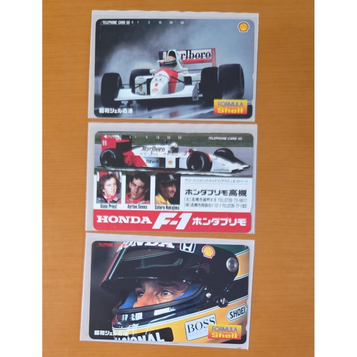 Used [Very Rare Limited] Ayrton Senna F1 Telephone Card Set of 3 F1 Ayrton Honda Race Car