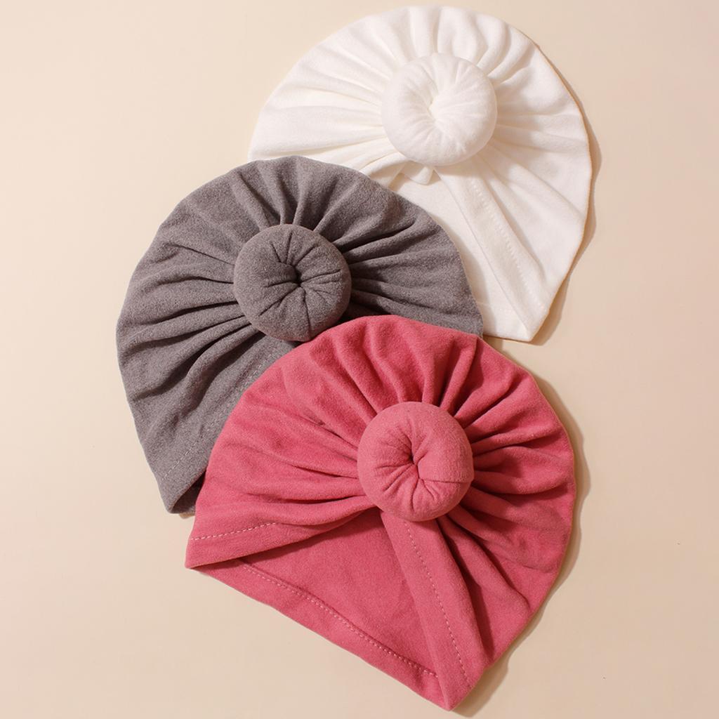 3 PCS New European and American Baby Products Children's Turban Hat Baby Solid Color Knotted Indian Pullover Hat