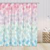 Mermaid Scale Shower Curtain Cartoon Mermaids Kids Bathroom Decoration Sparkling (No Sequin) Polyester Bath Curtain With Hooks