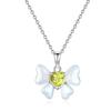 Bowknot Heart Crystal Necklace 925 Sterling Silver Dainty Pendant Trendy Jewelry Gift for Women Daily Wear Elegant Charm Necklace for Girlfriend