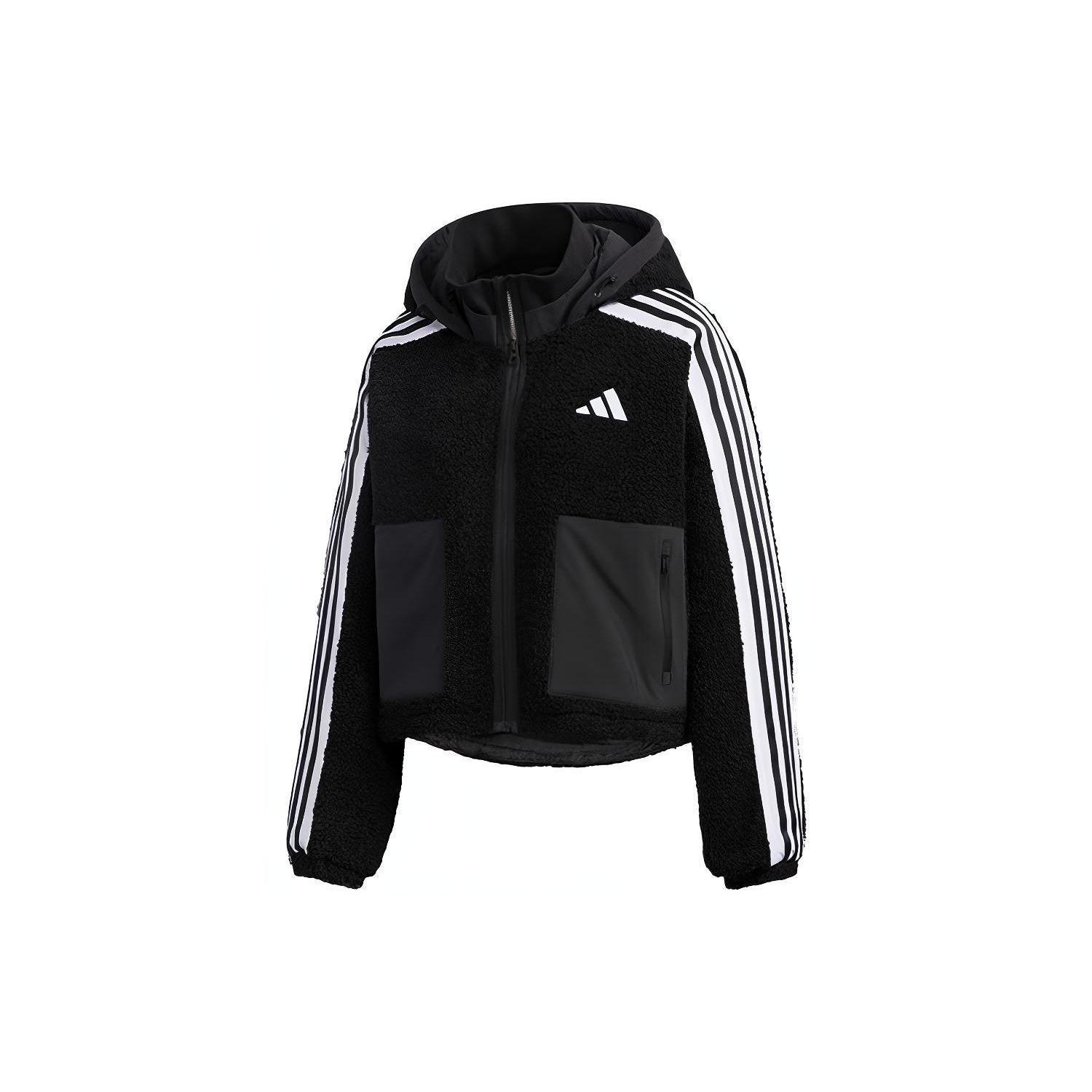 

Adidas Короткая плюшевая куртка Urban Boa Color Block, женская куртка черного цвета GM1426 XL