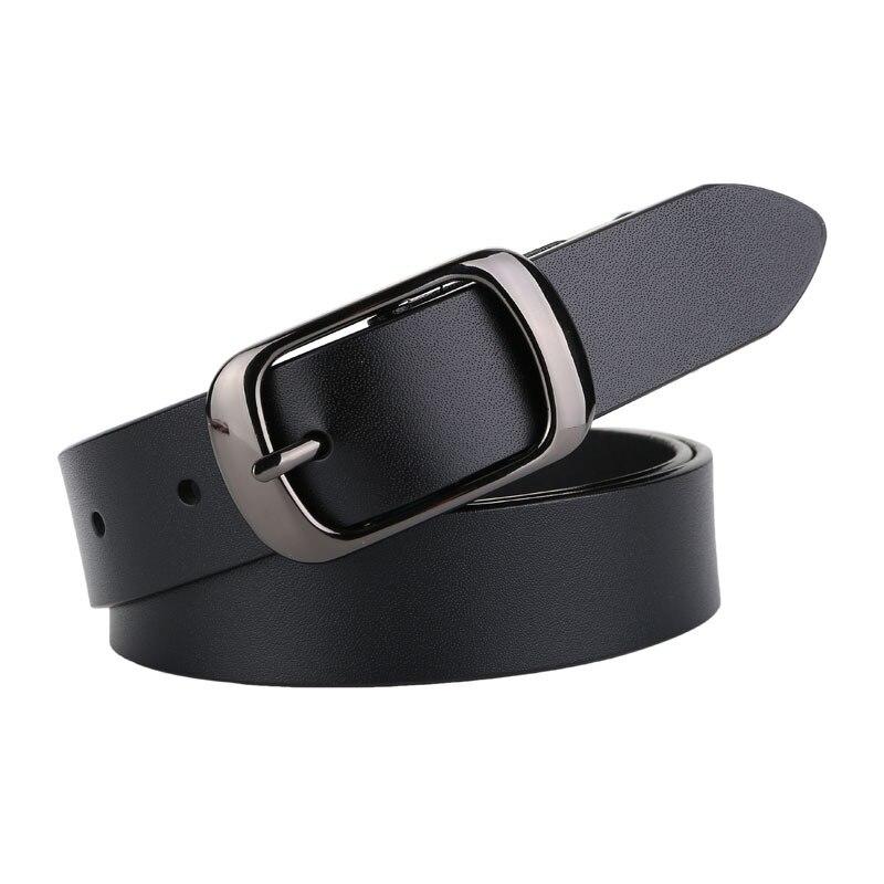 Soft Cowhide Leather Waist Belt High Quality Women's Waistband For Jeans Dress Lady Simple Casual Female Cinturones Black EMA