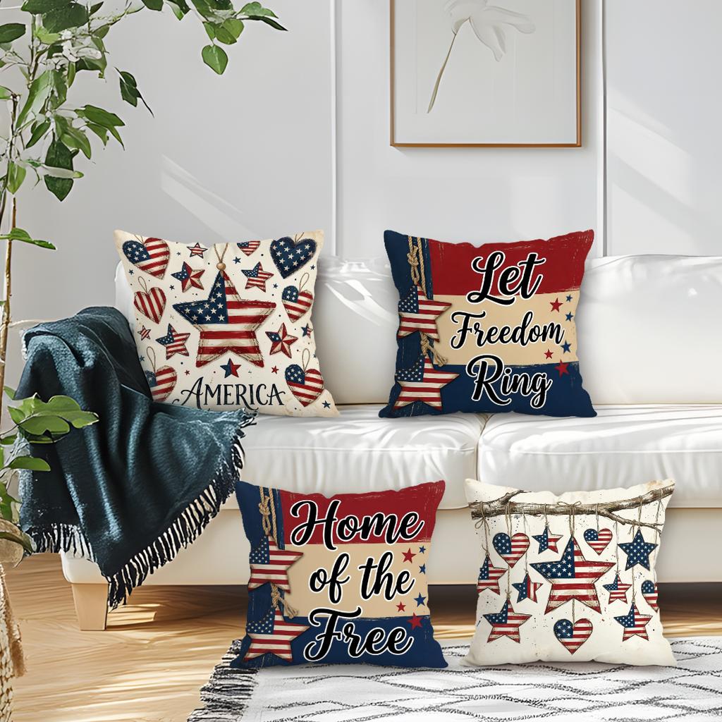 Independence Day Flag Pillowcase Printed Polyester 40/45/50cm Throw Pillowcover Decorative Sofa Cushion Pillowslip Home Decor