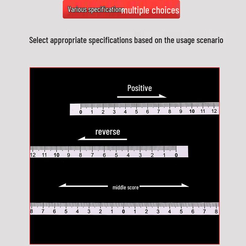 Waterproof Self-Adhesive Scale Ruler Sticker - Midpoint Measurement Marker.