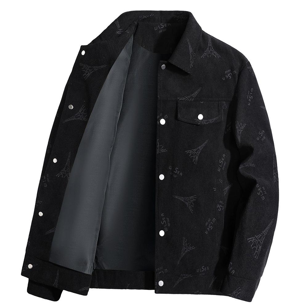 Corduroy Jacket Men's Spring and Autumn Lapel Loose Large Size Middle-aged and Young Casual Work Jacket