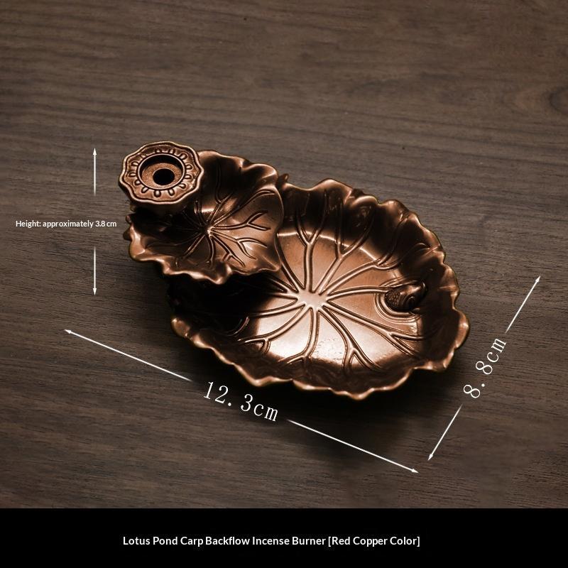 Household Alloy Lotus Pond Frog Backflow Incense Burner Antique Tea Ceremony Sandalwood Metal Incense Sticks Holder Reverse