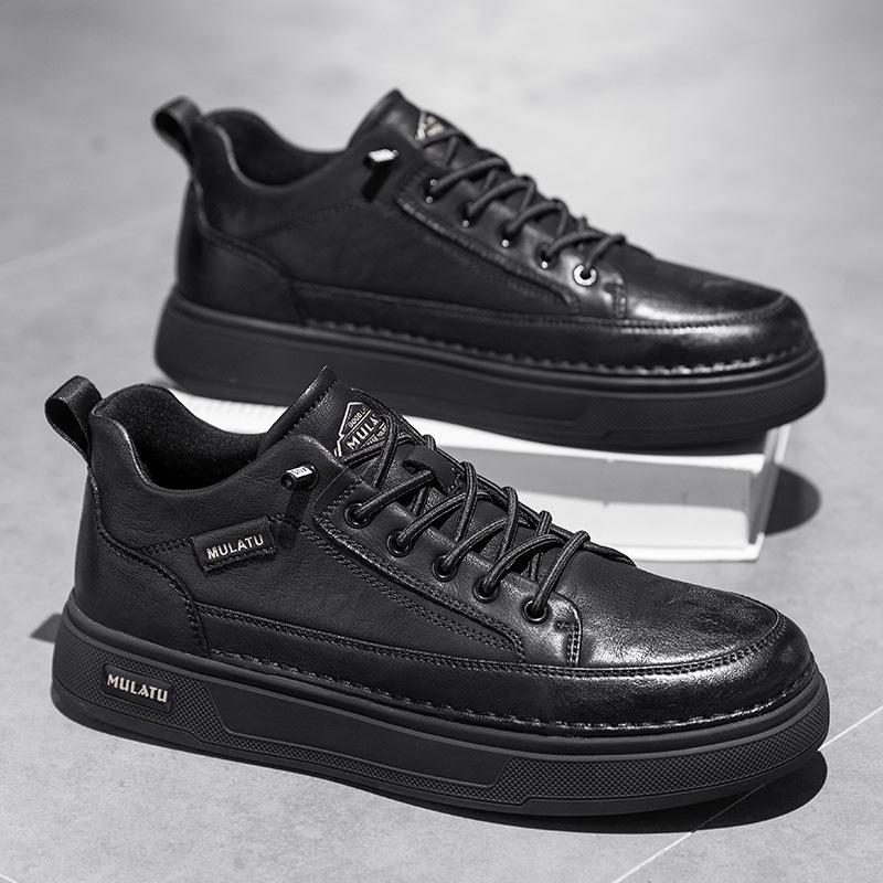 

Осенние высококачественные новые туфли из микрофибры с кожаными вставками в стиле ретро, чисто черные, повседневные, рабочие, поварские, маленькие кожаные туфли, мужская обувь 44