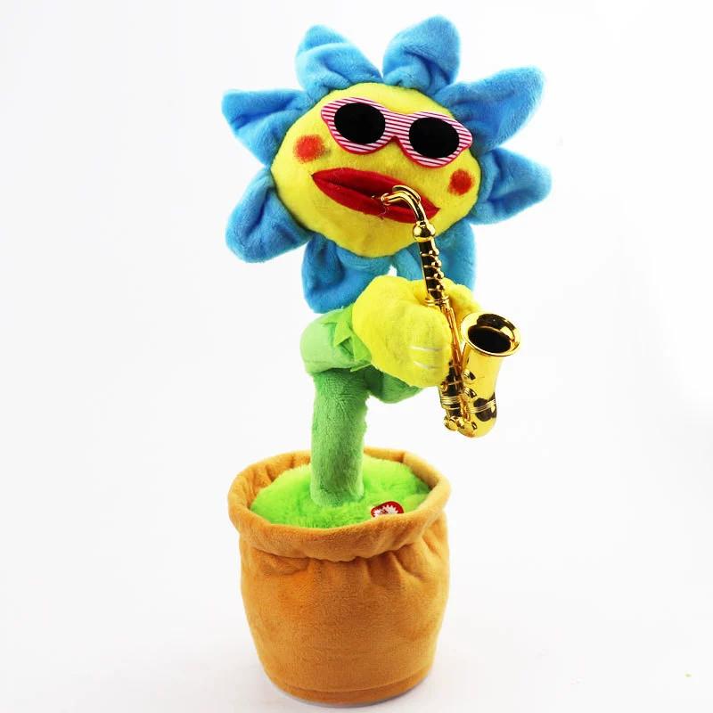Saxophone Sunflower Plush Toy With Singing And Dancing Functions For Kids Gift