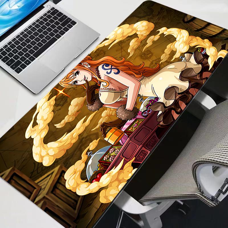 Large Gaming Mouse Pad Anime One Piece Anime PC Computer Gamer Black Desk Mat For CS GO LOL XXL Laptop Kawaii Mousepad