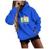 Women's Fashion Casual  Print Hooded Sweatshirt Loose Sports Tops Pullover