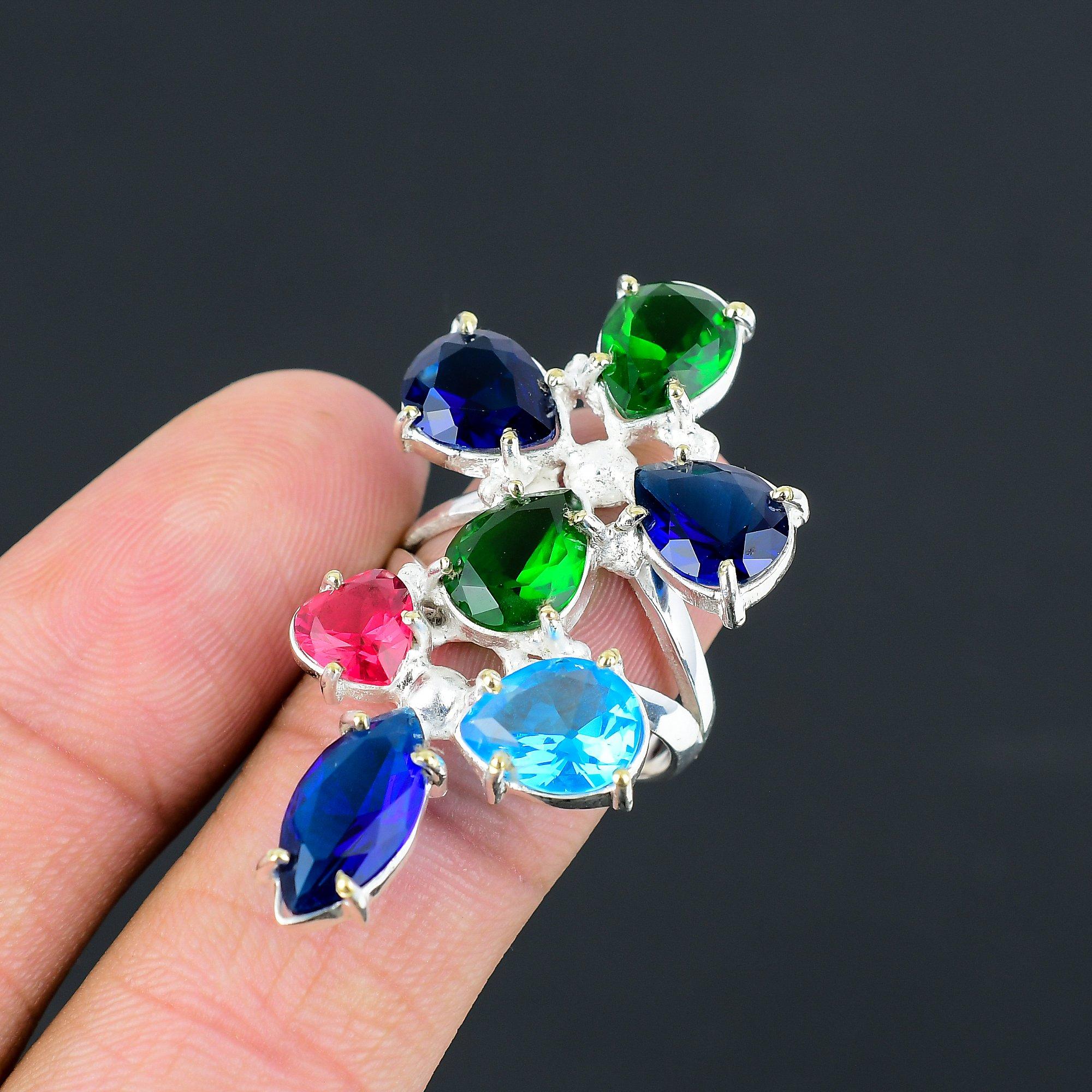 Pear London Blue Topaz Gemstone Not Applicable Stackable Ring Jewelry 925 Silver 9