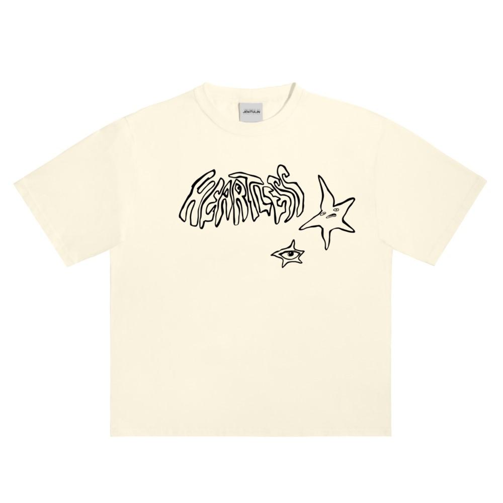 Harajuku Oversized Streetwear Herrenbekleidung Heartless Grafik Sternenprint T-Shirt Baumwolle Hip Hop Punk Kurzarm Top Gothic Y2k