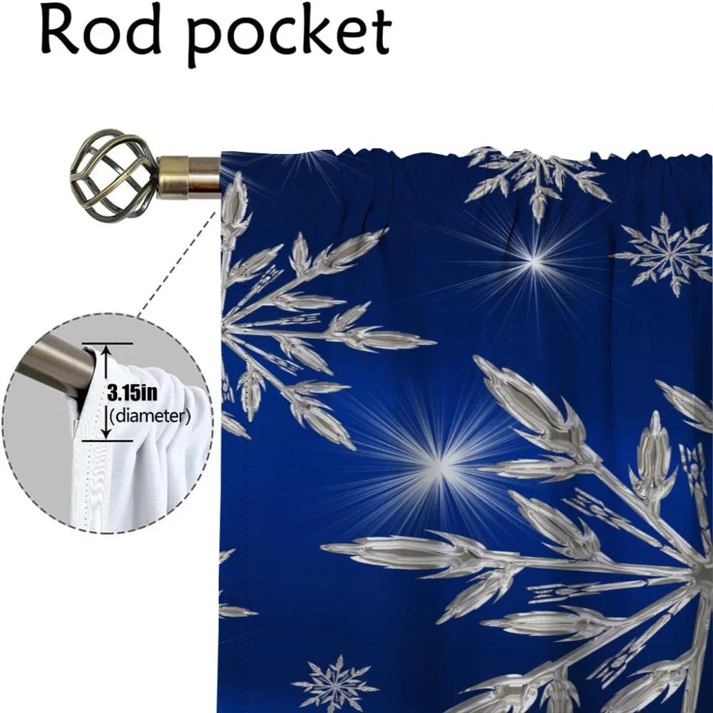 Blackout Curtains 2 Pieces Snowflake Window Curtain for Room 2 Panel Halloween Decoration Shades Tulle for Bedroom Partition