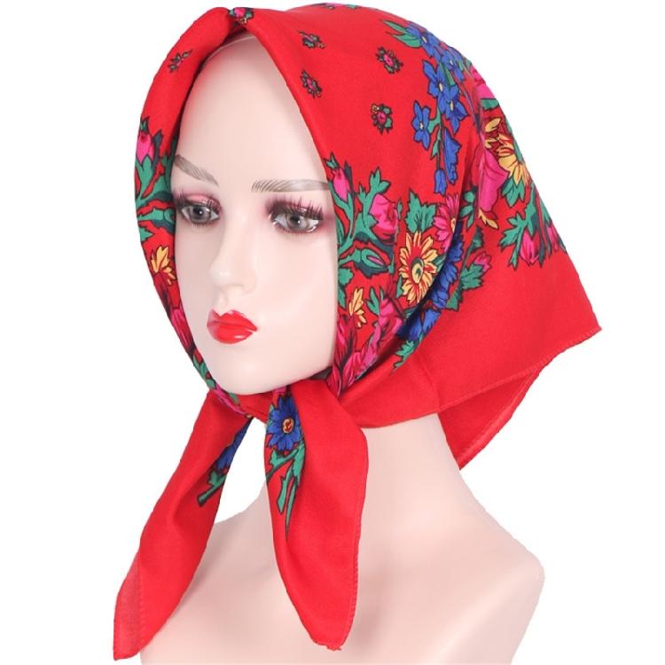 Women Flower Head Scarf Easy Care Wrinkle Resistant Polyester Wrap For Outdoor Activity Daily Fashion