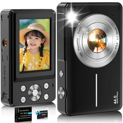 Nsoela Digital Camera with 32GB Backup 16x Digital FHD 1080P 44MP Compact Vlog Camera for School and Compact and Lightweight Card, Battery, Zoom,