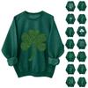 Ladies' Casual And Fashionable Round Neck Top St. Patrick's Printed Hooded T-shirt Long Sleeved Hoodie