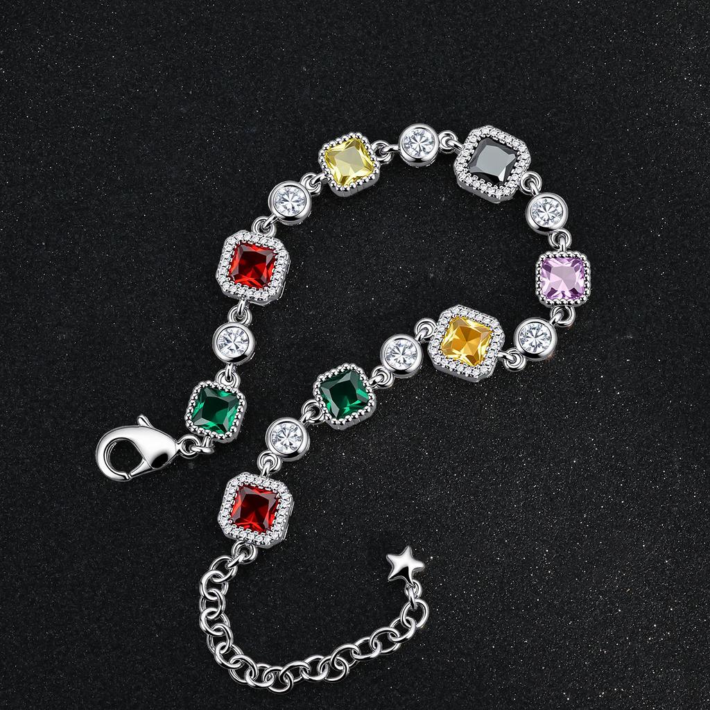 European and American Light Luxury Color Zircon Bracelet Women's Fashion Geometric Diamond-encrusted Dopamine Jewelry Trend Jewelry 2026