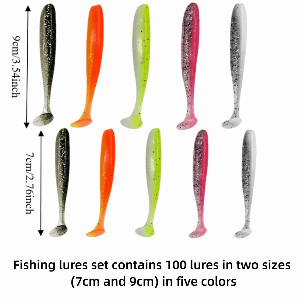 100PCS PVC Swim Bait 7cm 9cm Fishing Lures Durable Paddle Tail Swimbaits Saltwater Fishing