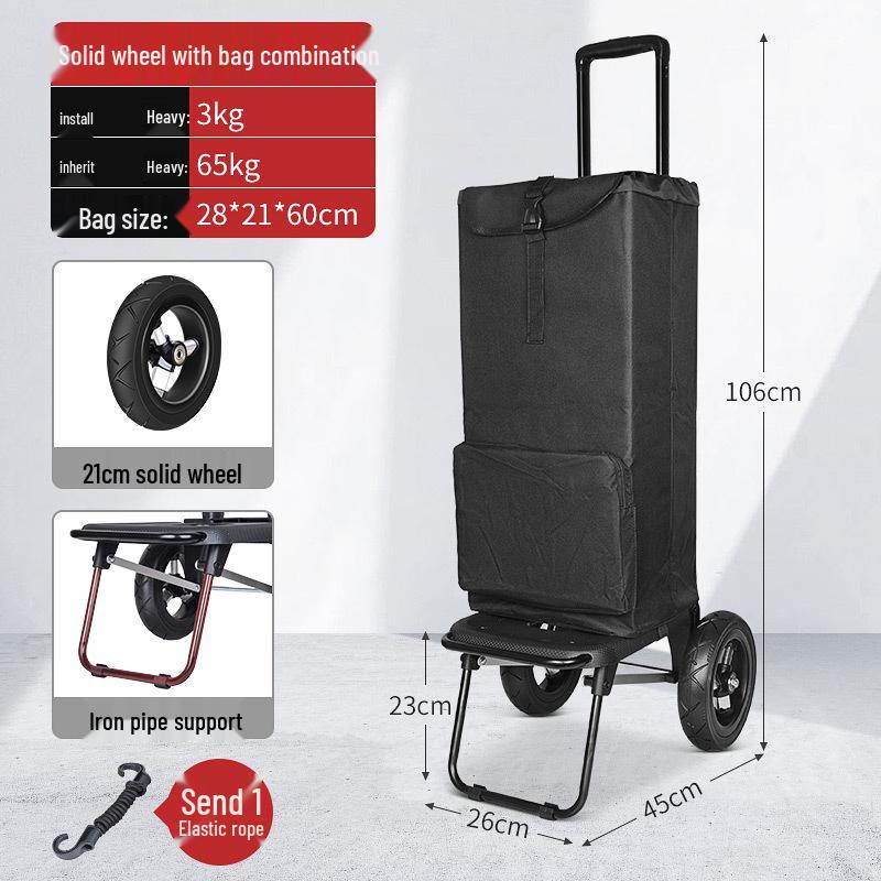 

Складная тележка для покупок с большими колесами из цельной резины для легкой транспортировки товаров и бутилированной воды