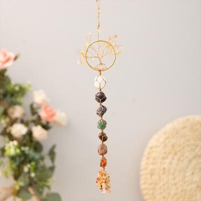 Crystal Raw Stone Wind Chime Pendant Crystal Gemstone Wall Decoration Dream Catchers Modern Crystal Home Room Weddings Deco