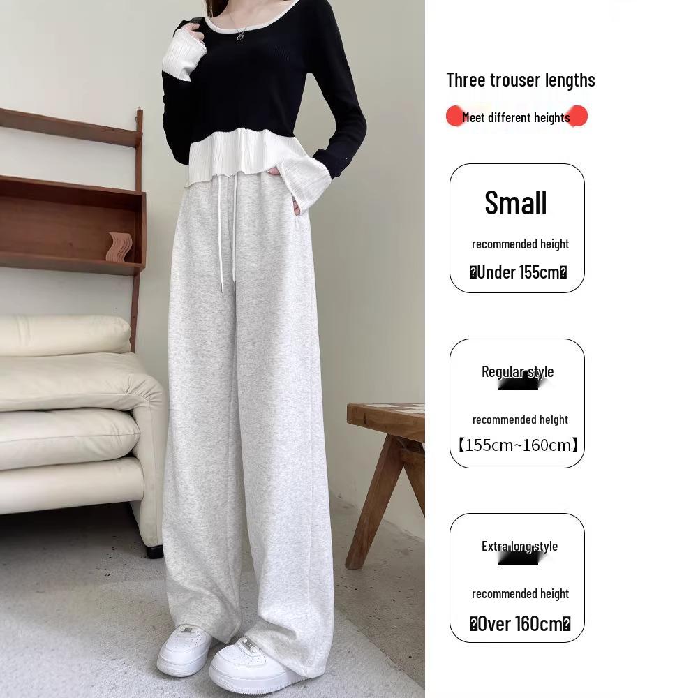 Women's Black Wide-Leg Sweatpants: 2026 New Loose, Lazy Style, Petite, Casual American Fashion