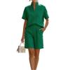 Women's Fashionable Casual Short-sleeved Shirt And Loose Pants Two-piece Set