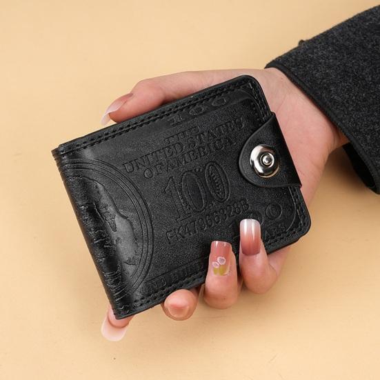Retro Bifold Pocket Wallet Faux Leather Folding Wallet with Multi Card Slots Portable Card Holder Short Wallet for Men