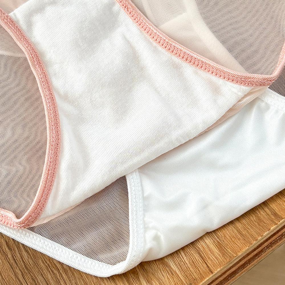 Women's Panties Transparent Mesh Lace Panties Ruffle Edge Thin Bow Ribbon Sweety Underwear Sexy Female Lingerie Plus Size