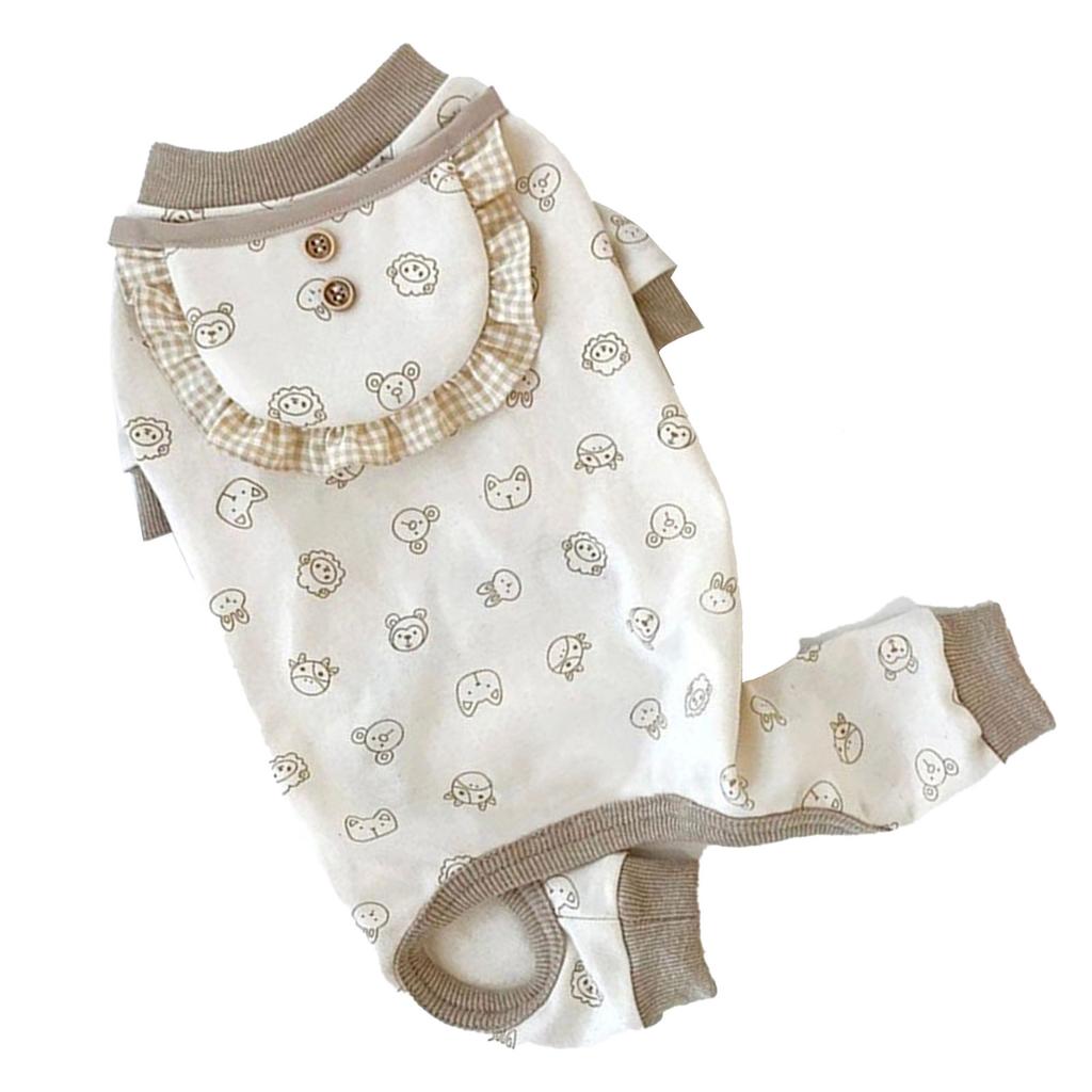 Dog Clothes Cute Pattern Four Legged Warm Comfortable Pet Apparel with Scarf for Party Home White M