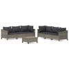 7 Piece Garden Lounge Set with Cushions Grey Poly Rattan