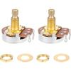 2 Pack Full Size Metric Guitar Bass Pots, 500k Potentiometer Brass Shaft Audio Taper Potentiometers, Guitar Potentiometer for Volume and Tone Short
