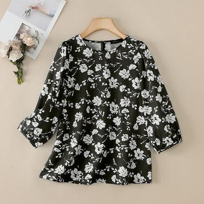 Sommerlicher Druck Lässige 3/4-Ärmel Lockere Bluse