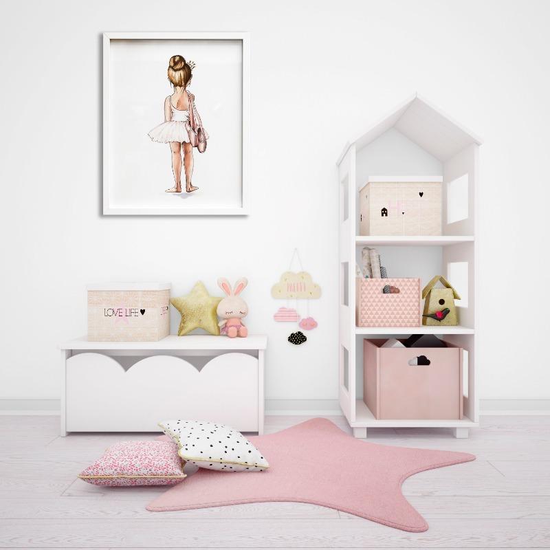 Akvarelový plakát Balerína Krásná dívka Tanec Balet Plátno Malba Tisk Nástěnné umění Obrázek pro dívčí pokoj Domácí dekorace Nástěnná malba