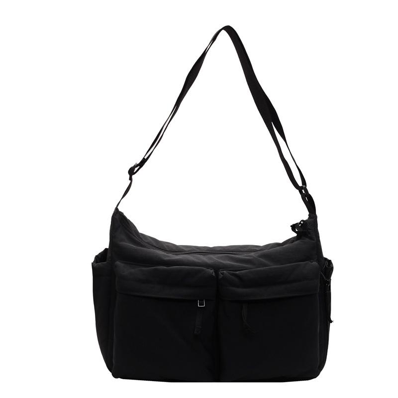 General Leisure Satchel Single Shoulder Crossbody Bag Multi-pocket Waterproof Large Capacity Nylon Cloth Bag