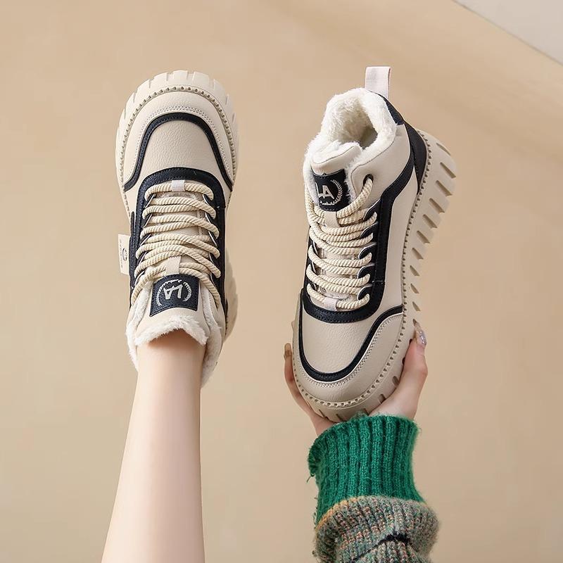 Popular Cotton Shoes 2025 New Winter Women's Shoes Velvet High-top Sports and Leisure Shoes Platform Snow Boots Warm Short Boots