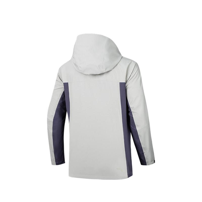 Anta Earth Shell 2.0 Waterproof Windproof Breathable Outdoor Hooded Jacket Men Jacket Gray Purple 952437617-3