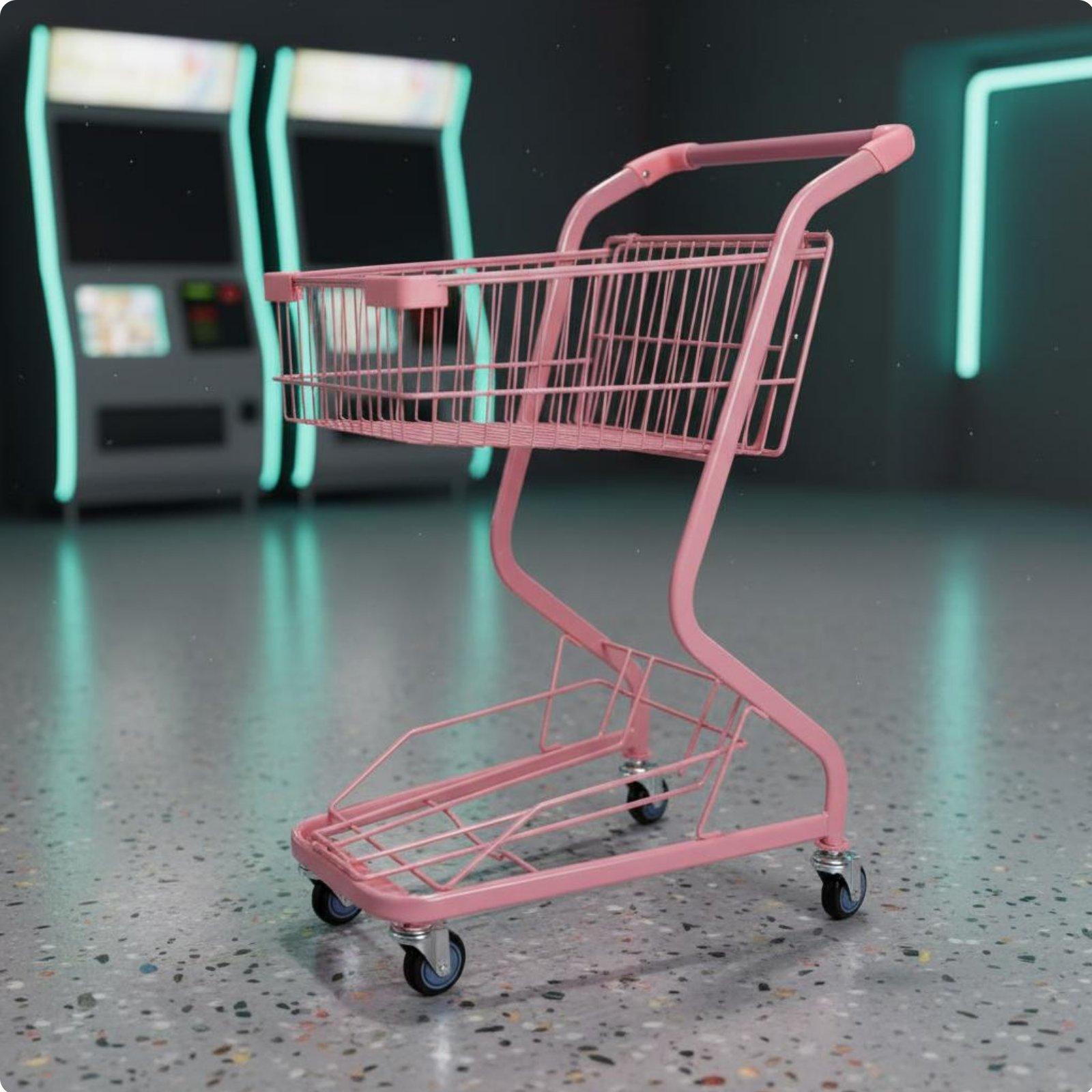 Two-Level Shopping Shopping Basket PU Wheels