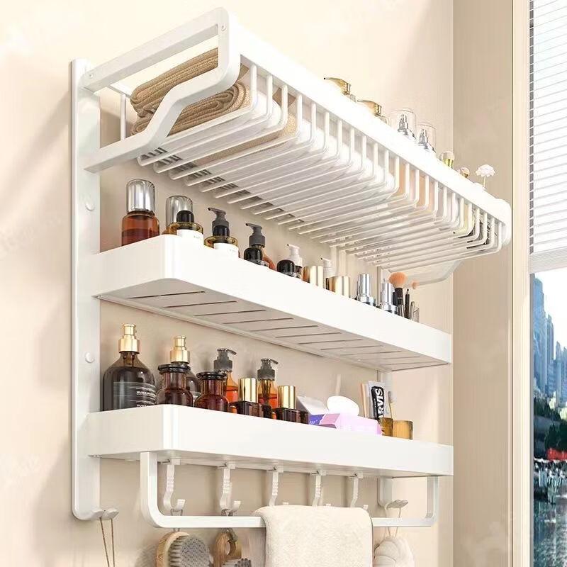 No-Drill Space Aluminum 3-Tier Towel Rack & Storage Shelf