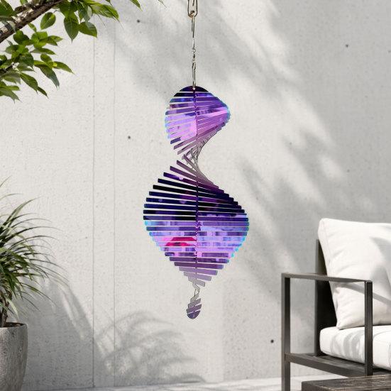 Yousheng Edelstahl Spiral-Windspiel, Hängendes reflektierendes Windspiel mit Haken, 3D-Windspiel für Innen Außen Garten Hof