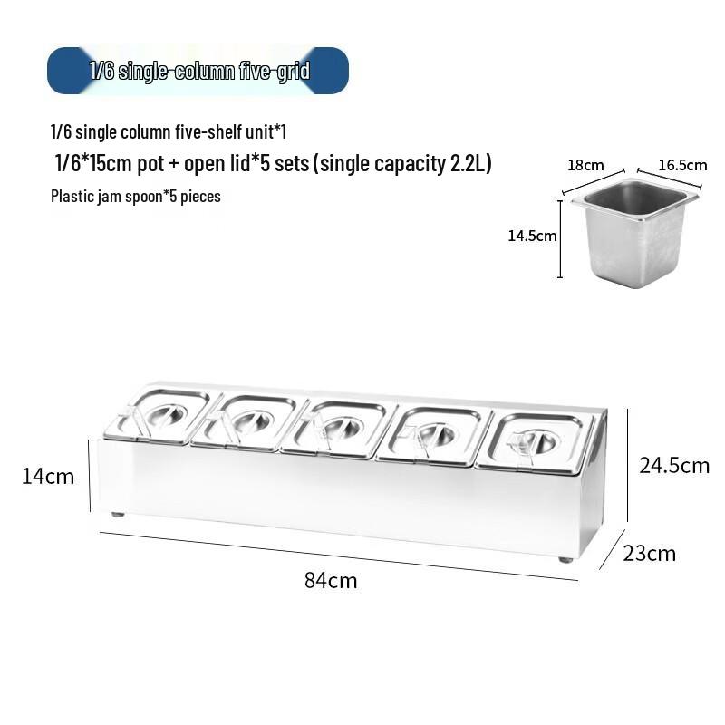 Stainless Steel Divided Commercial Ingredient Container