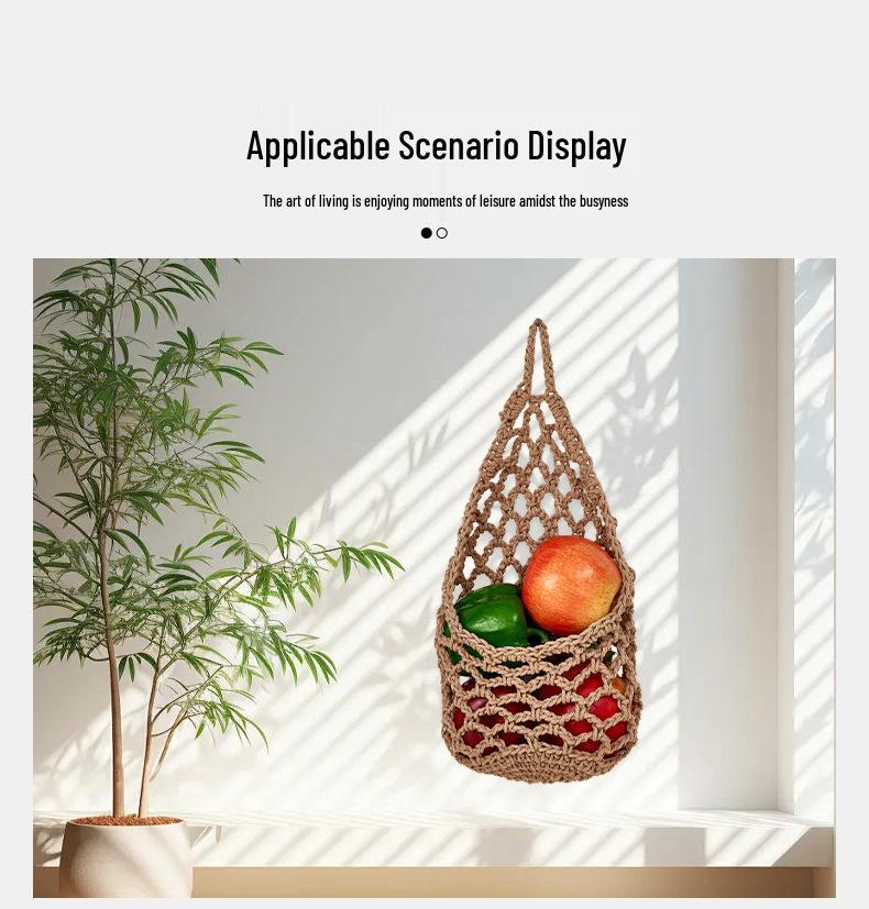 Handmade Crochet Fruit & Vegetable Hanging Basket for Kitchen Storage and Decoration