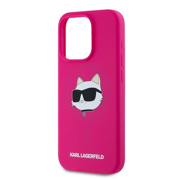 Karl Lagerfeld Klhmp15Lschpplf Iphone 15 Pro 6.1 Růžový/Fuchsiový Tvrdé pouzdro Silikonová Hlava Choupette Magsafe