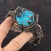 Tibetan Turquoise Copper Wire Wrapped Bangle Adjustable Cuff Bracelet High Quality Gemstone Bangle Handmade Copper Wire Jewelry Gift For Her
