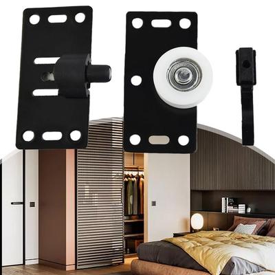 Wardrobe Closet Sliding Door Wheels Rollers Pulleys In Black For Durability New