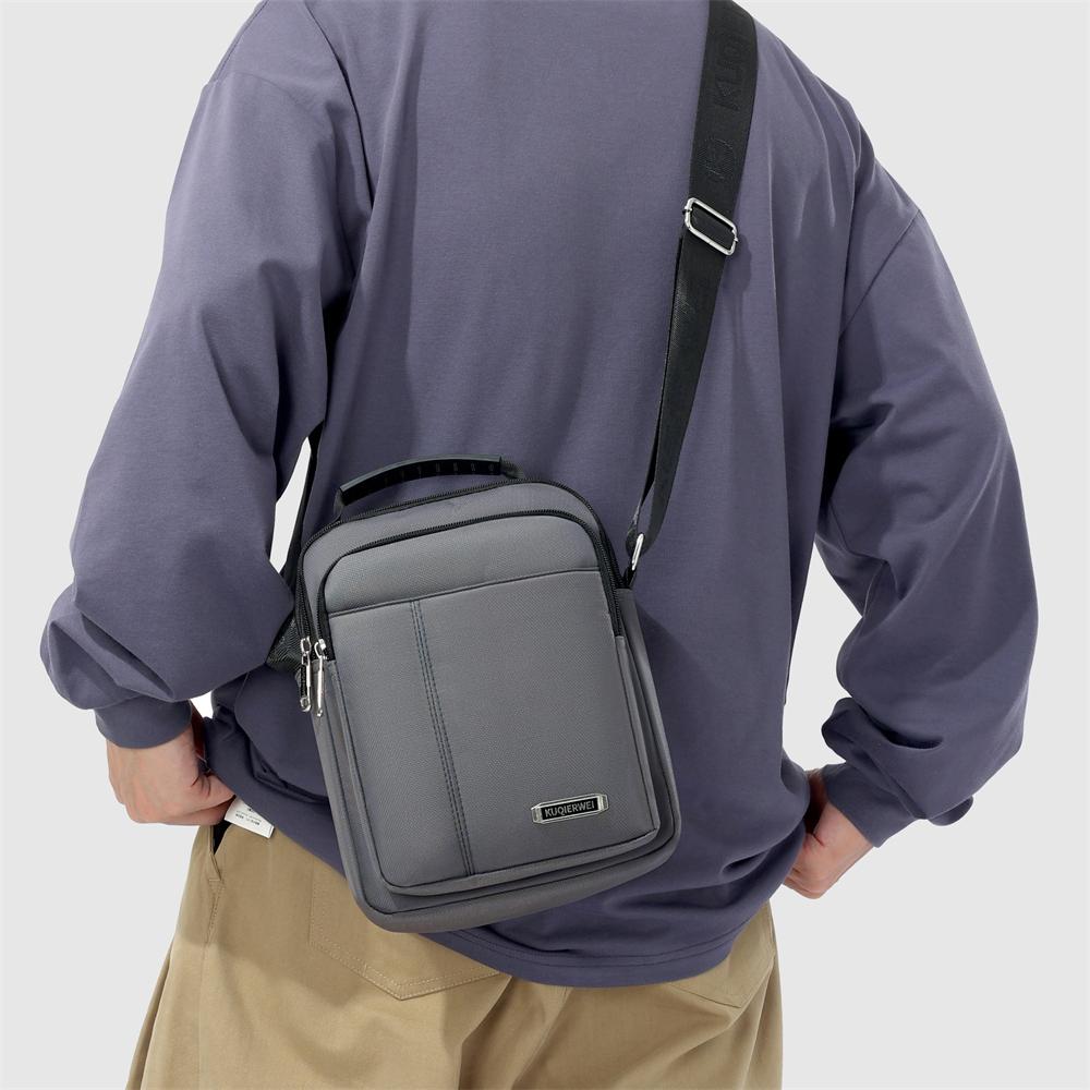 Waterproof Nylon Crossbody Bag for Men Casual Shoulder Messenger Bag with Handle and Zip