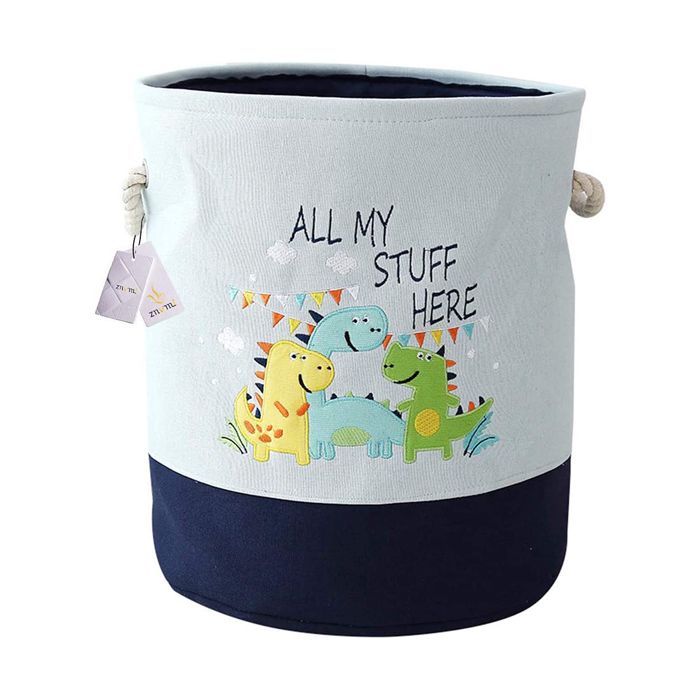 Panier de rangement pliable - DINO - Poignées - Toile de coton - 35 x 40 cm