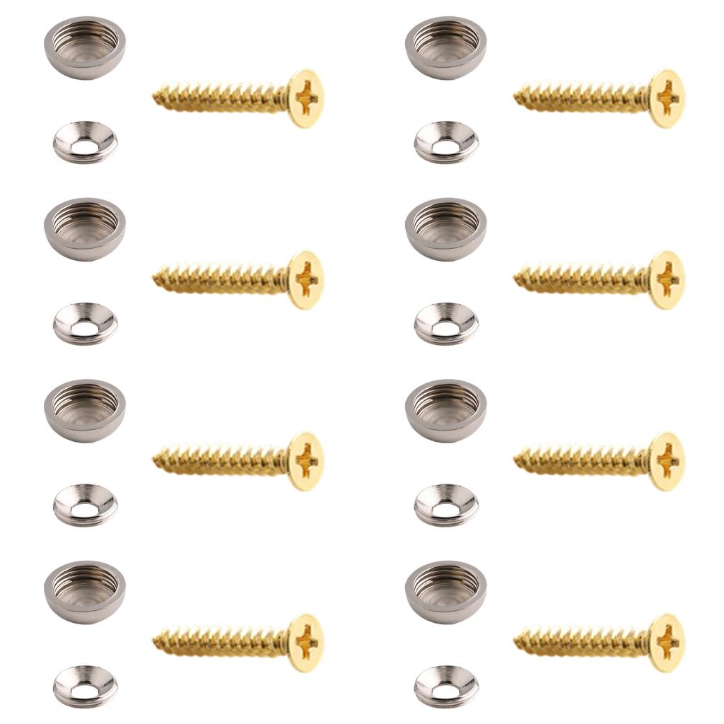 Packung mit 8 robusten dekorativen Messingschrauben mit Spiegelkappen zur Möbelbefestigung Rostfreie Konstruktion Möbelbeschläge