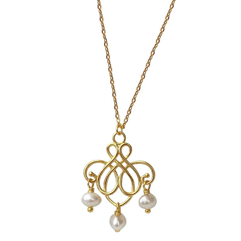 All-match Temperament Ruyi Knot Pearl Retro Style Elegant Necklace Pendant Sweater Chain Clavicle Chain