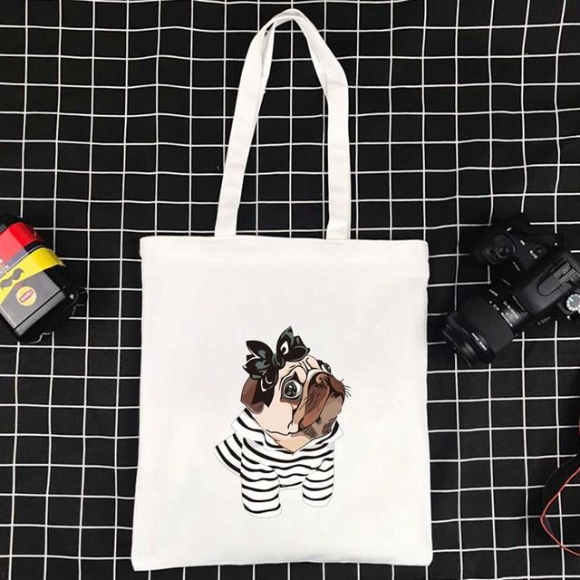 Wiederverwendbare Tragetaschen, faltbare Einkaufstasche, umweltfreundliche Handtaschen, neue große Einkaufstasche, Hundemuster, Damen-Einkaufstasche